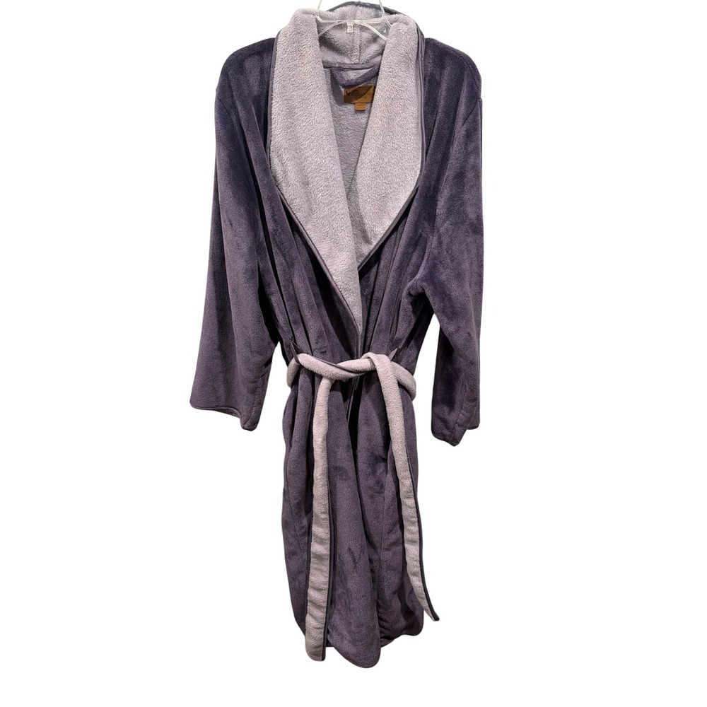 Koolaburra by UGG Robe Purple Grey Plush Fleece Shawl Collar Tie Belt XXL Lounge
